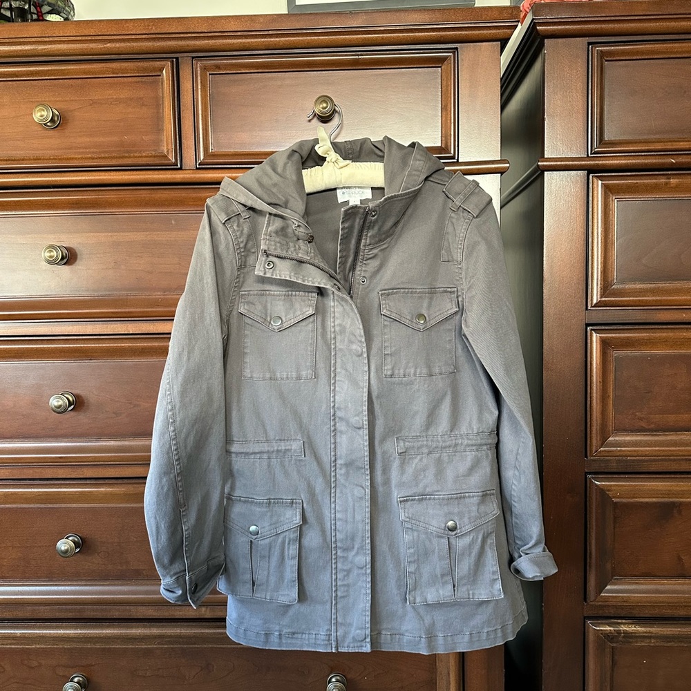 Market & Spruce Gray Utility Jacket with Structured Design